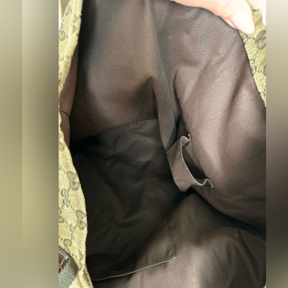 Gucci Original GG Canvas Flat Web Tote Bag Brown Monogram Model ID: 189669 EUC - Picture 12 of 14